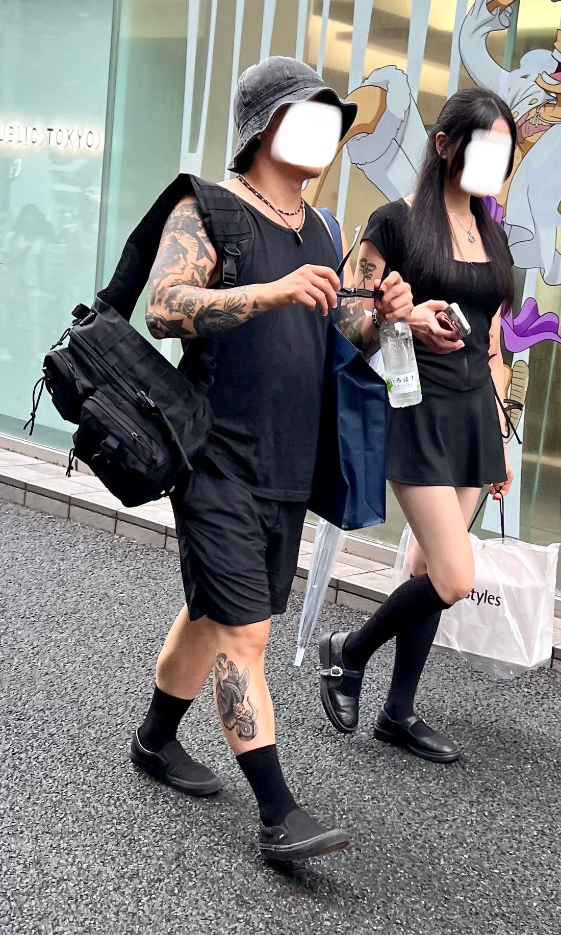 Japanese street style couple tattoos