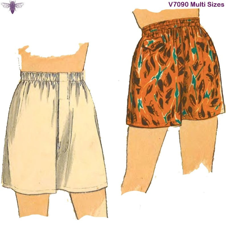 PDF - Vintage 1950s Sewing Pattern: Mens Boxer Shorts - Waist 32/ 81cm