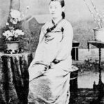 Young woman in traditional Korean dress.
