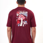 Man in Maroon Printed T-shirt