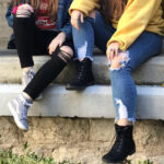 Two pairs of modern styled ripped jeans