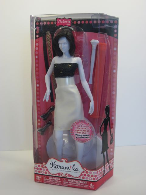 Harumika fashion design toy set featuring a mannequin and fabric swatches