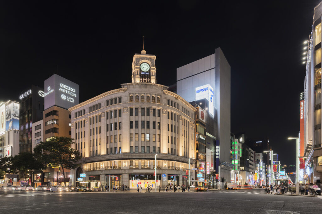 Ginza is the ritziest and biggest upscale shopping district in Tokyo