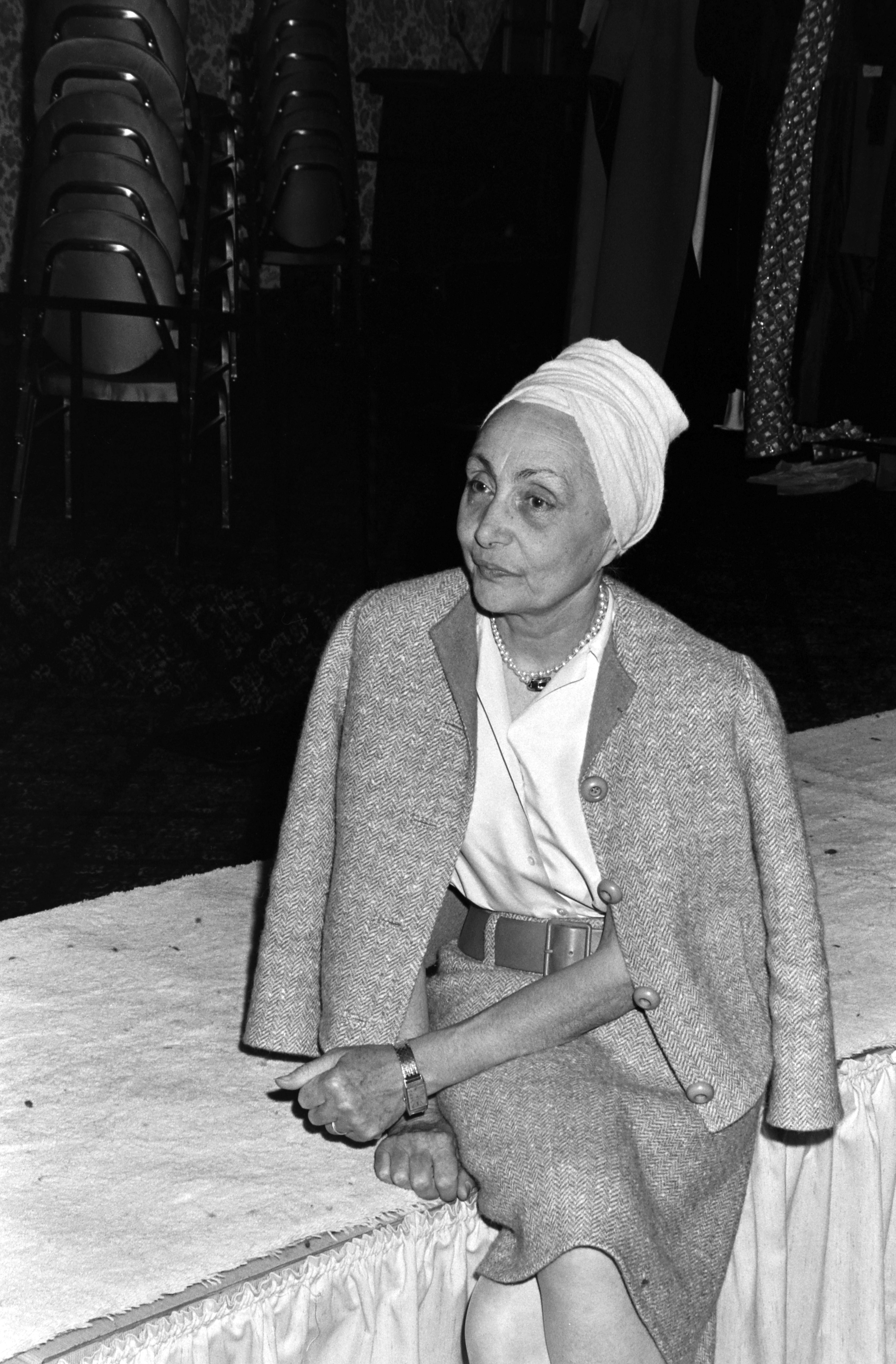 Madame Gres attends a showing of her Spring 1967 collection in Los Angeles, highlighting her influence on couture fashion and her innovative approach to design