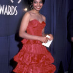 Janet Jackson at the 1983 American Music Awards showcases her early 80s fashion, featuring a playful and vibrant style.