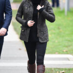 Kate Middleton dressed for a cold autumn day in a Barbour jacket, Temperley London roll-neck sweater and Penelope Chilvers boots.