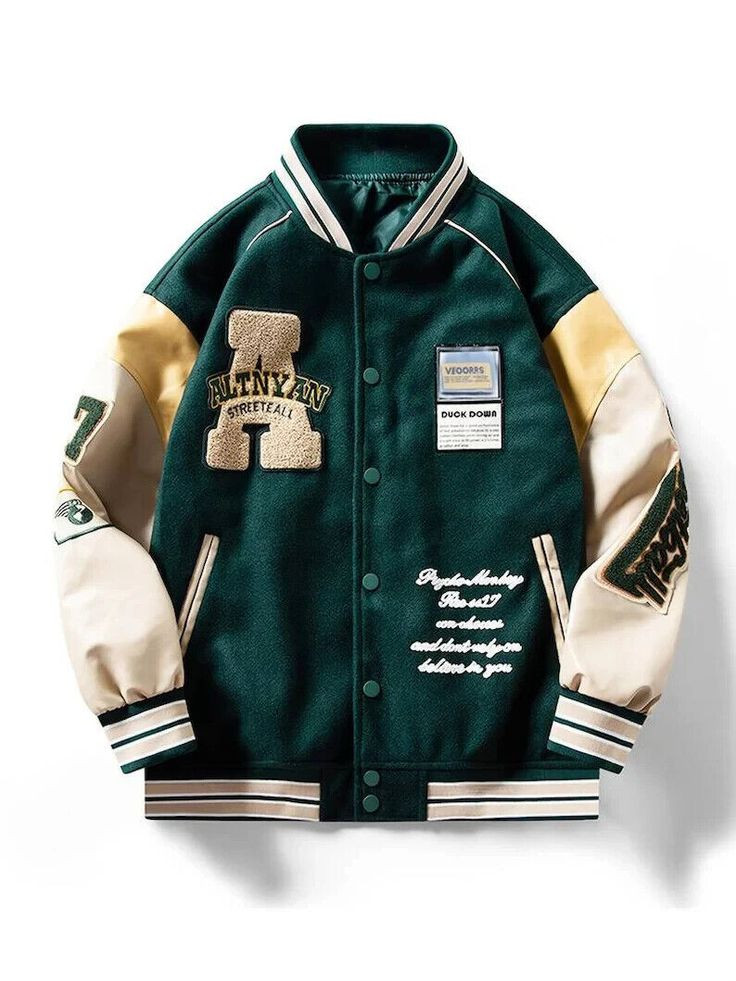 Man wearing Loose Oversize Vintage Baseball fashion jacket