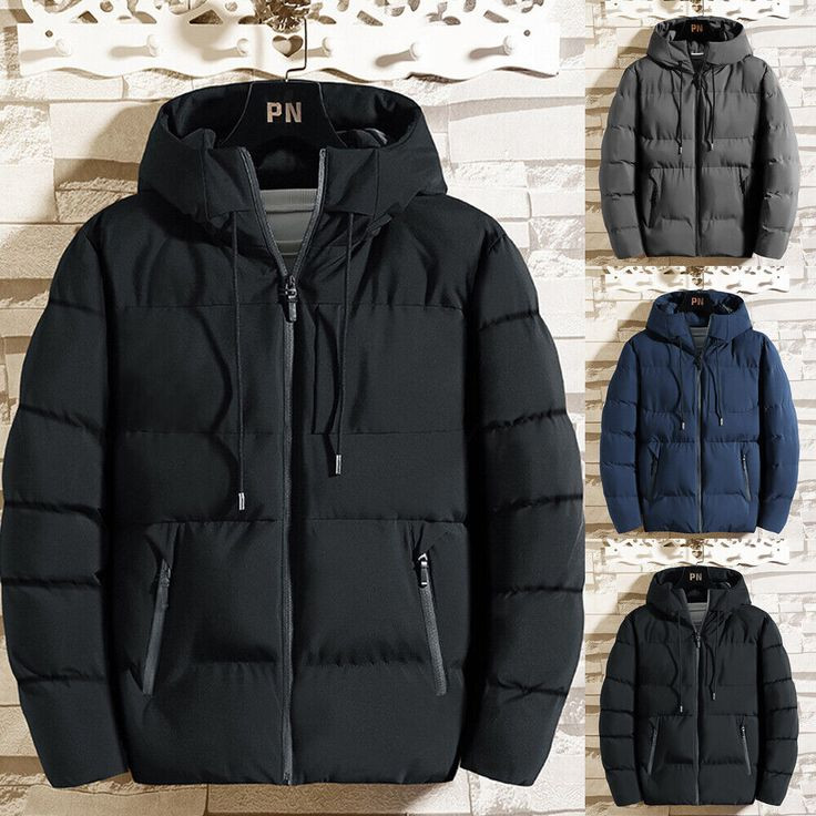 Man with duck down thick hooded overcoat