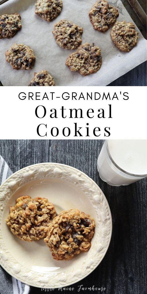 Old fashioned oatmeal raisin cookies arranged on a wooden surface