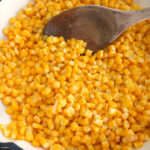 corn in skillet being sauteed