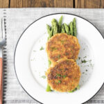 Classic old fashioned salmon patties, golden brown, crispy on the outside and tender on the inside
