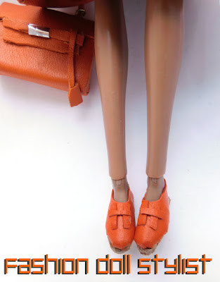 Orange loafers for dolls