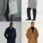 Man in a grey oversized coat with cropped trousers