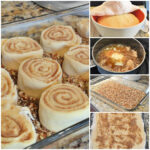 Close-up shot of pecan sticky buns with caramel sauce
