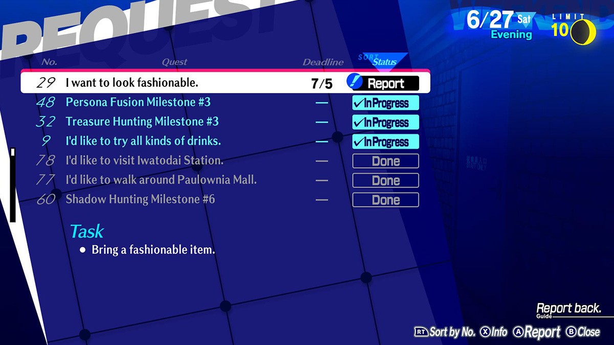 Screenshot of Elizabeth Request 29 Persona 3 Reload