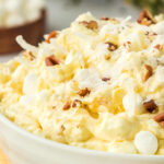 Close up of pineapple fluff in a bowl