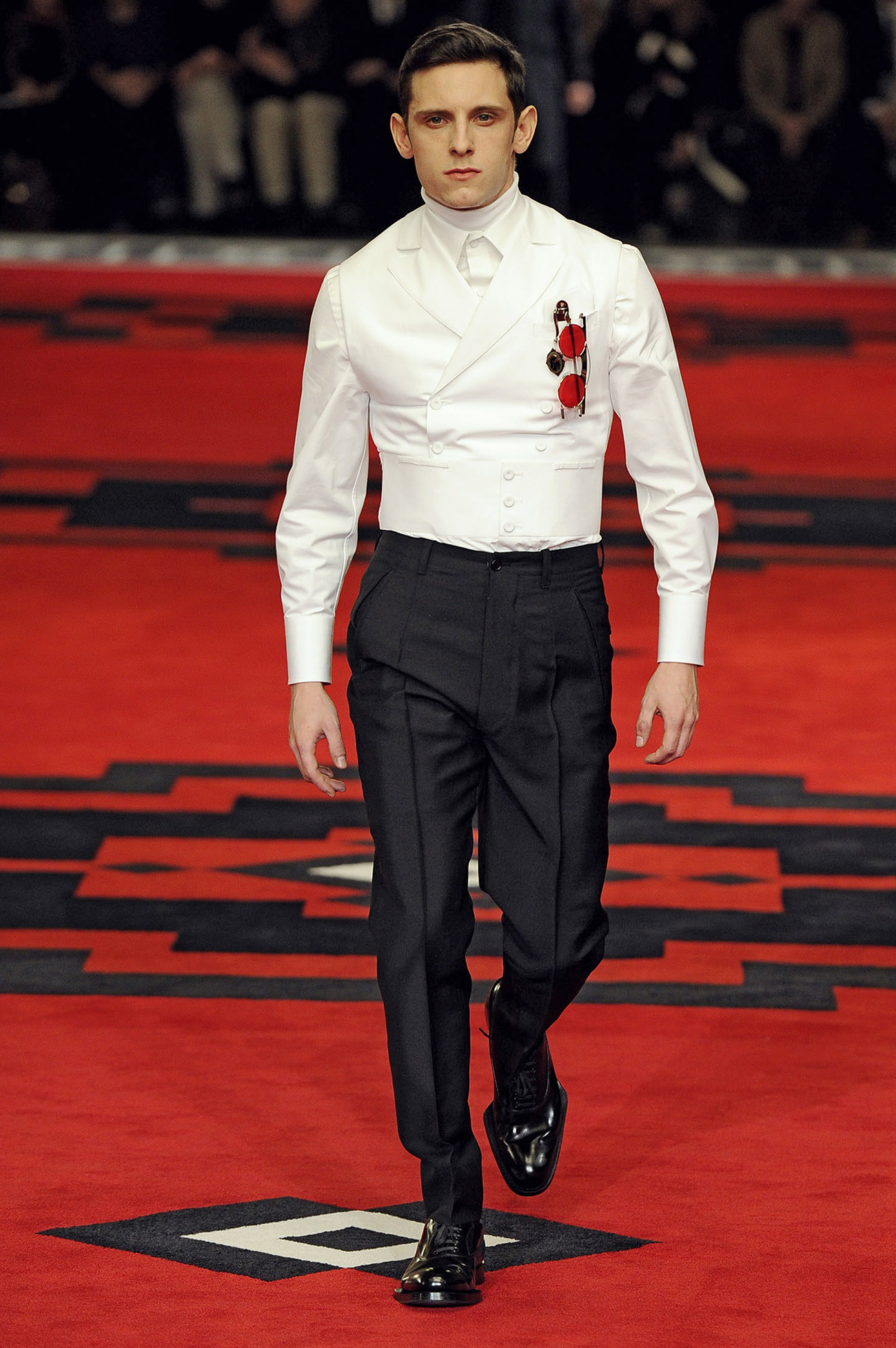 Jamie Bell walking the runway at the Autumn/Winter 2012 Prada fashion show during Milan Menswear Fashion Week.