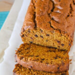 Pile of sliced old fashioned pumpkin bread