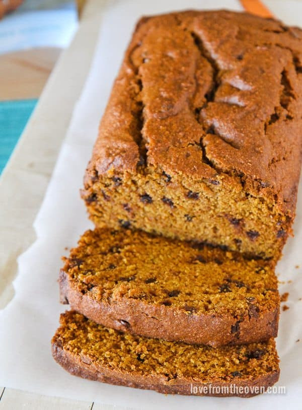 Pile of sliced old fashioned pumpkin bread