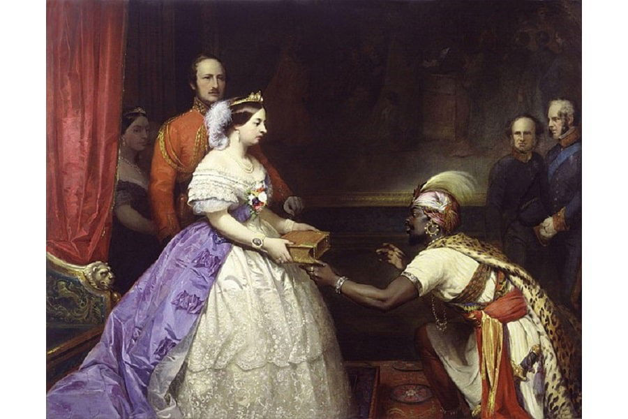 Queen Victoria presenting a Bible in the Audience Chamber at Windsor by Thomas Jones Barker