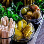 Close up of pickles on the relish tray