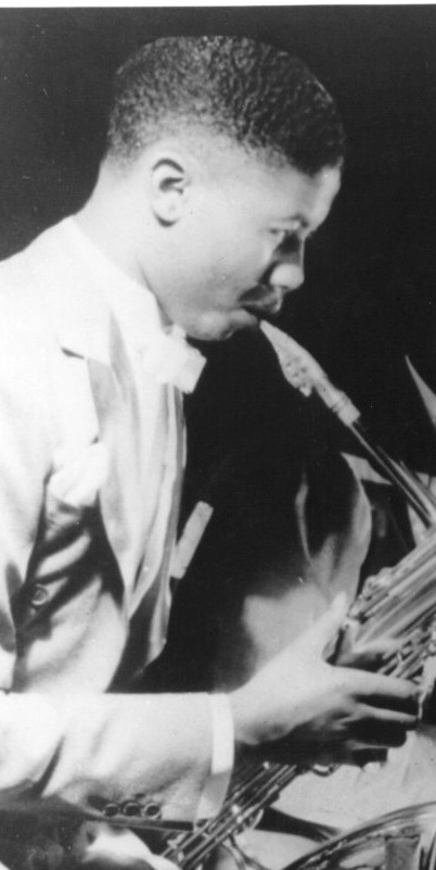 Men in a sax section showcasing classic vintage haircuts from the 1930s