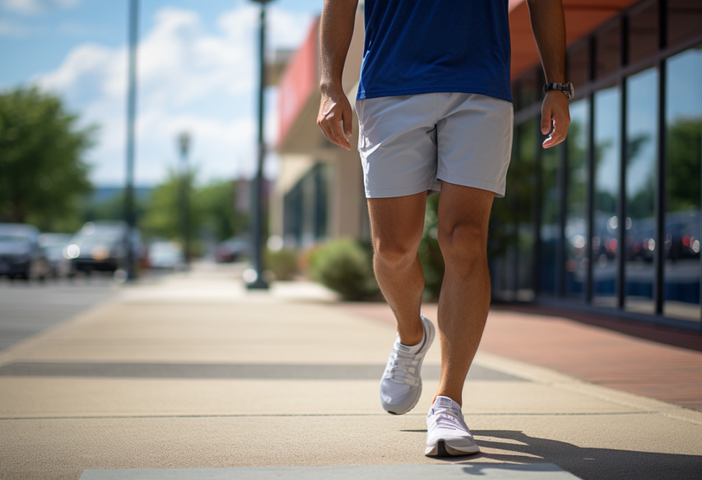 Man wearing shorts with sneakers, a classic casual combination