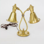 Vintage style lamp on wooden desk