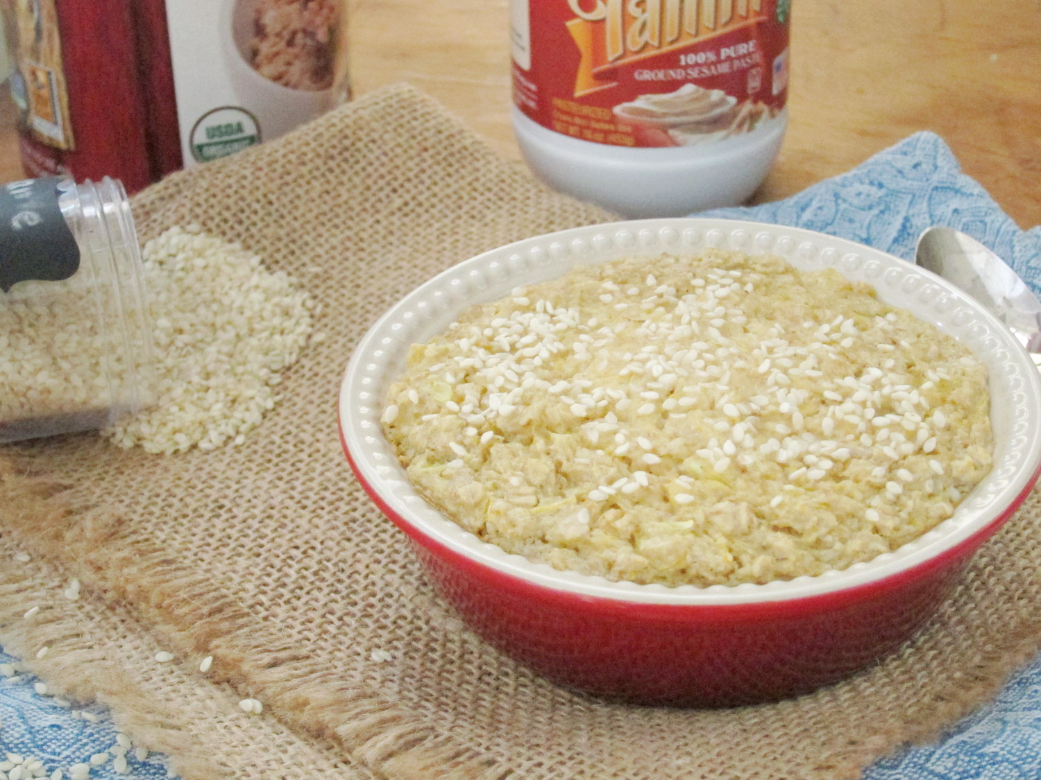 Tahini Cookie Baked Oatmeal with Sesame King Tahini by #OatmealArtist