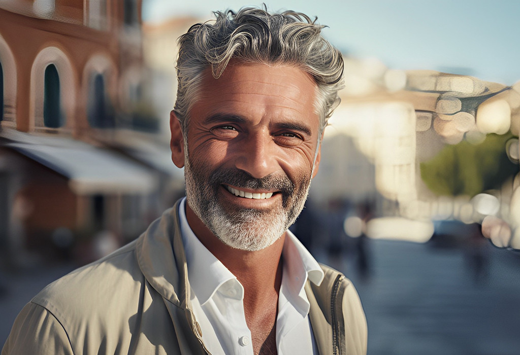 Smiling mature man who takes care of his appearance