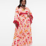 A Unique Vintage Plus Size 1960S Pink Red Psychedelic Floral Maxi Dress, $98.00