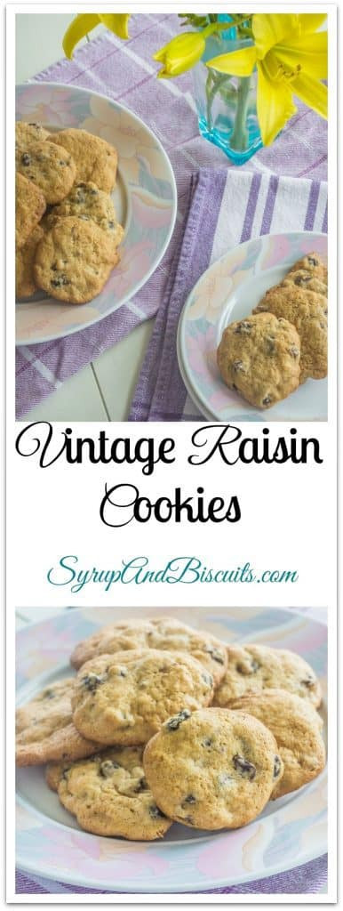 Close-up of soft Old Fashioned Raisin Cookies