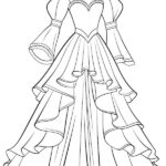 Victorian style wedding dress coloring page