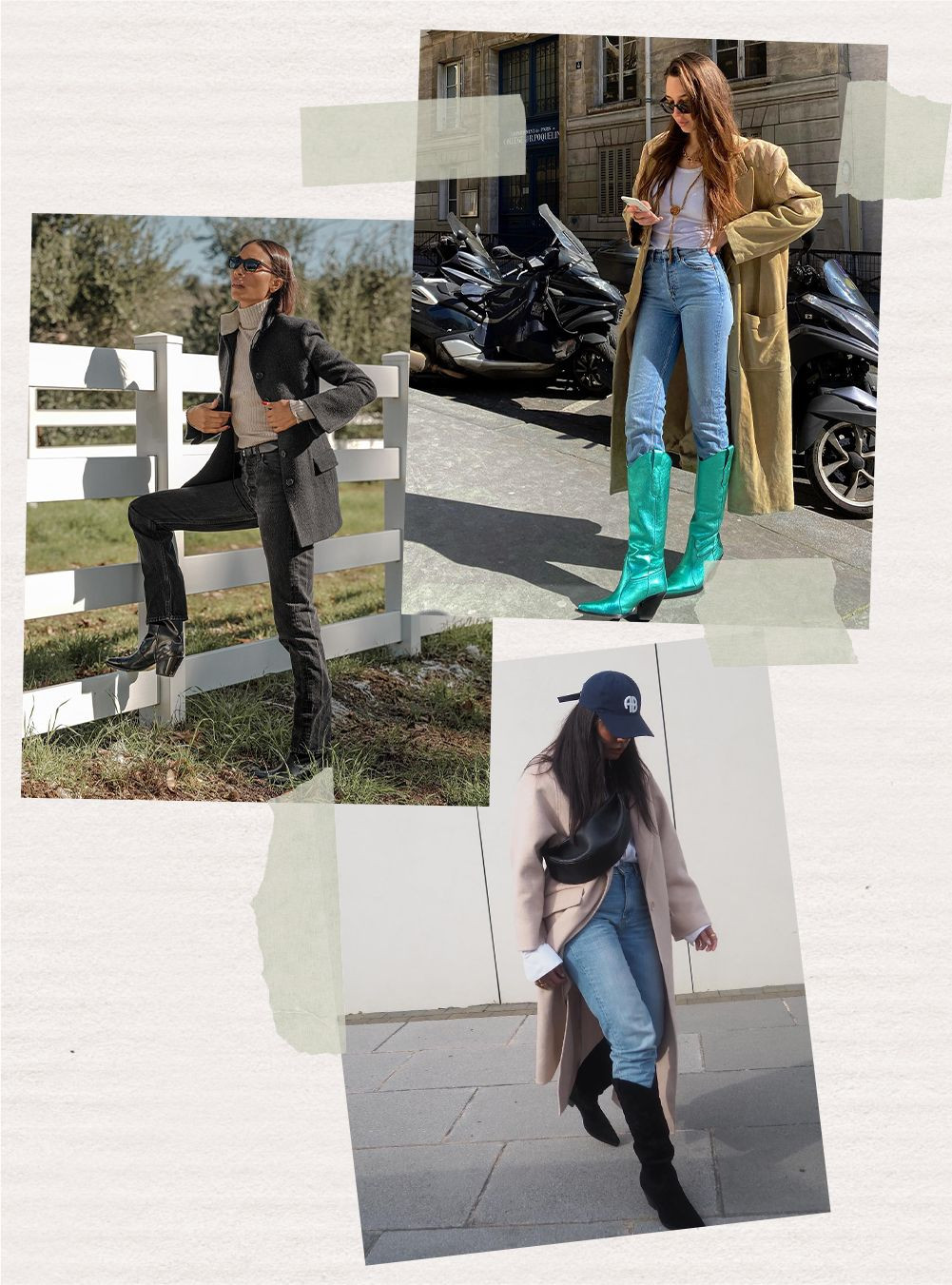 Men wearing fitted denim with cowboy boots