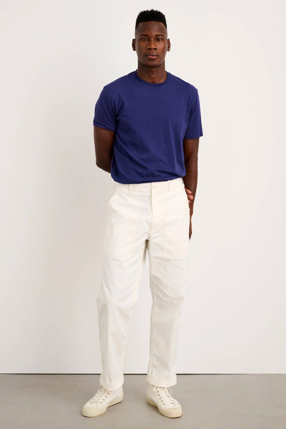 White Pants and a Contrast Tee