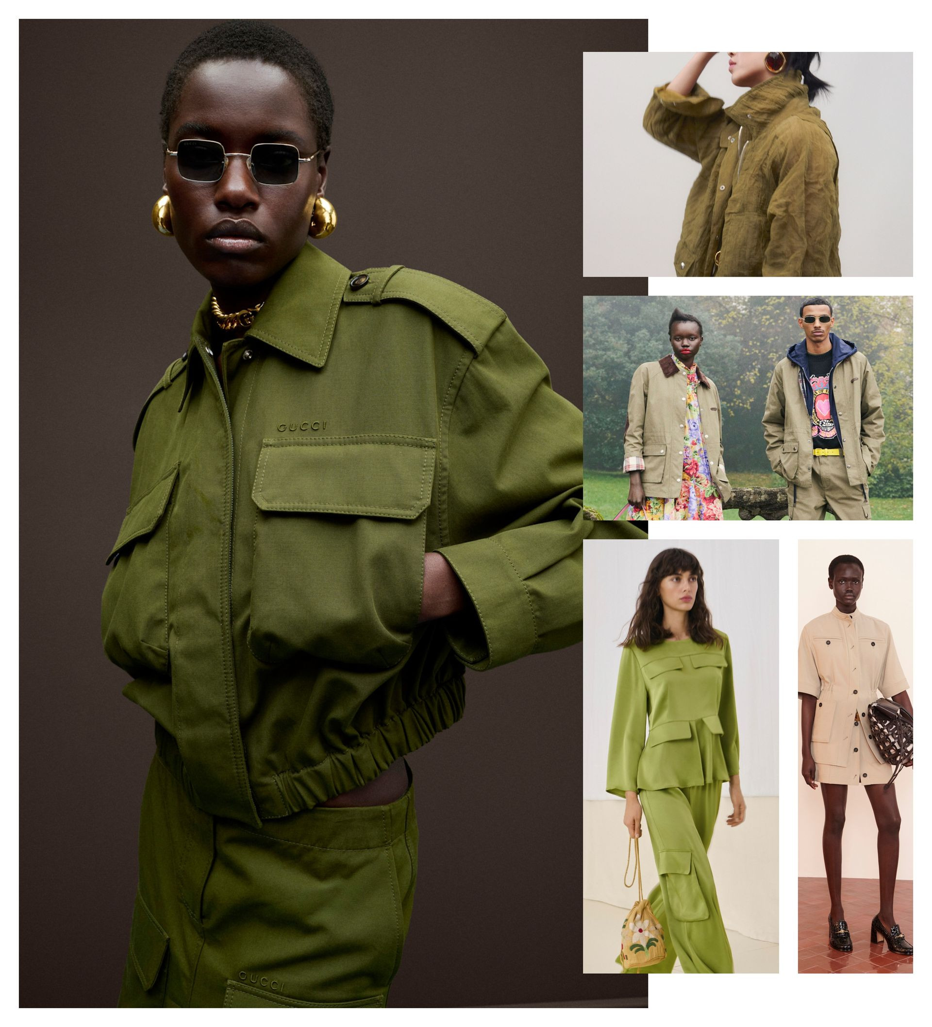 the summer 2025 practical gardiner trend at Gucci, Brandon Maxwell, Moschino, By Malene Birger, Ferragamo